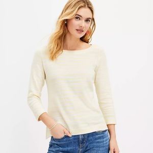 Ann Taylor LOFT Striped Harbor Tee Yellow Lemon Rind 3/4 Shirt - M